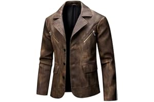 Zorithesh Men's Stand Collar Leather Jacket Motorcycle Lightweight Faux Leather Outwear