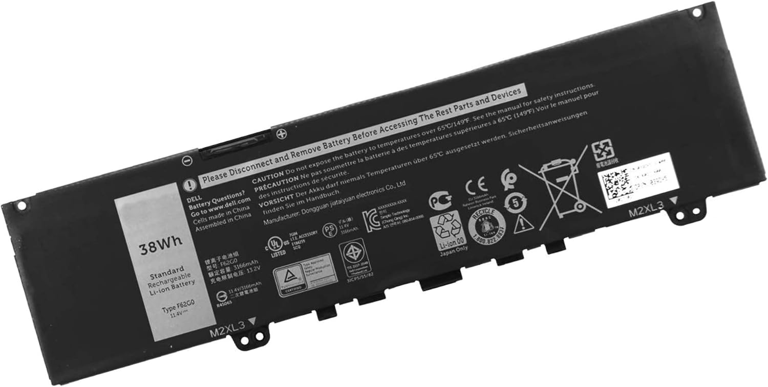 ASKC F62G0 (38Wh 3166mAh) Laptop Battery Replacement for Dell Inspiron 13 5370 7370 7373 7380 7386 Vostro 13-5370-D1505G Series Notebook RPJC3 39DY5 F62GO