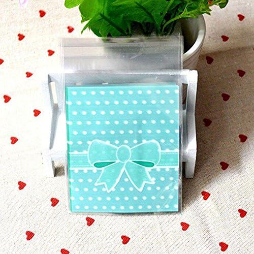 Unmengii Hot Pink Blue Bow Design Gift Sealing OPP Plastic Wrapping Supplies Gift Bags Adhesive Cake Gift Packages Cookie Candy Pack Paper