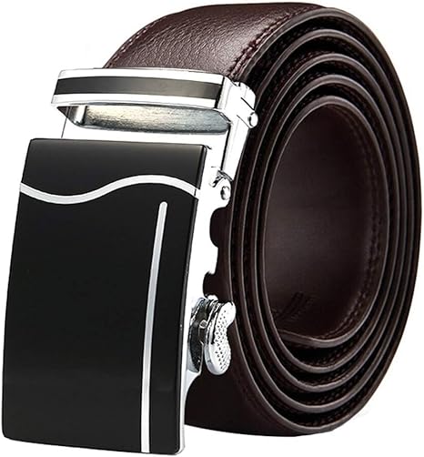 Amazon Co Jp メンズレザーベルト 自動バックル付きメンズベルトビジネスカジュアルベルト カジュアルフォーマルベルト 色 褐色 サイズ 115cm ホーム キッチン