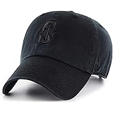 47 Brand MLB Black Black Primary Logo Clean Up Adjustable Baseball Cap Hat, Adult One Size Fits All