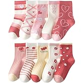 Toptim Kids Girls' Crew Socks Cute Casual Dress Cotton Socks 3-12 Years