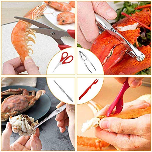 Seafood Cracker Sheller Lobster Bibs Crab Scissor Stainless Steel Forks for Lobster, Crab, Crawfish and Other Crustaceans - Thumbnail 2