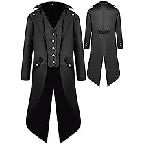 BITSEACOCO Mens Gothic Medieval Tailcoat Jacket, Steampunk Vintage