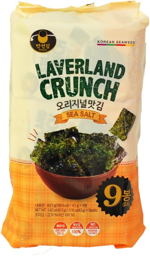 LAVERLAND Seaweed Snacks (Sea Salt Seaweed Snack 4.5g 9pk)