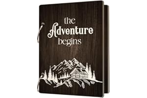 La Boda Wedding Cards Keeper with Metal Buckles Binding, The Adventures Begins Photo Holder, Wooden Wedding Cards Book, Birthday, Holiday Keepsake Book Gifts