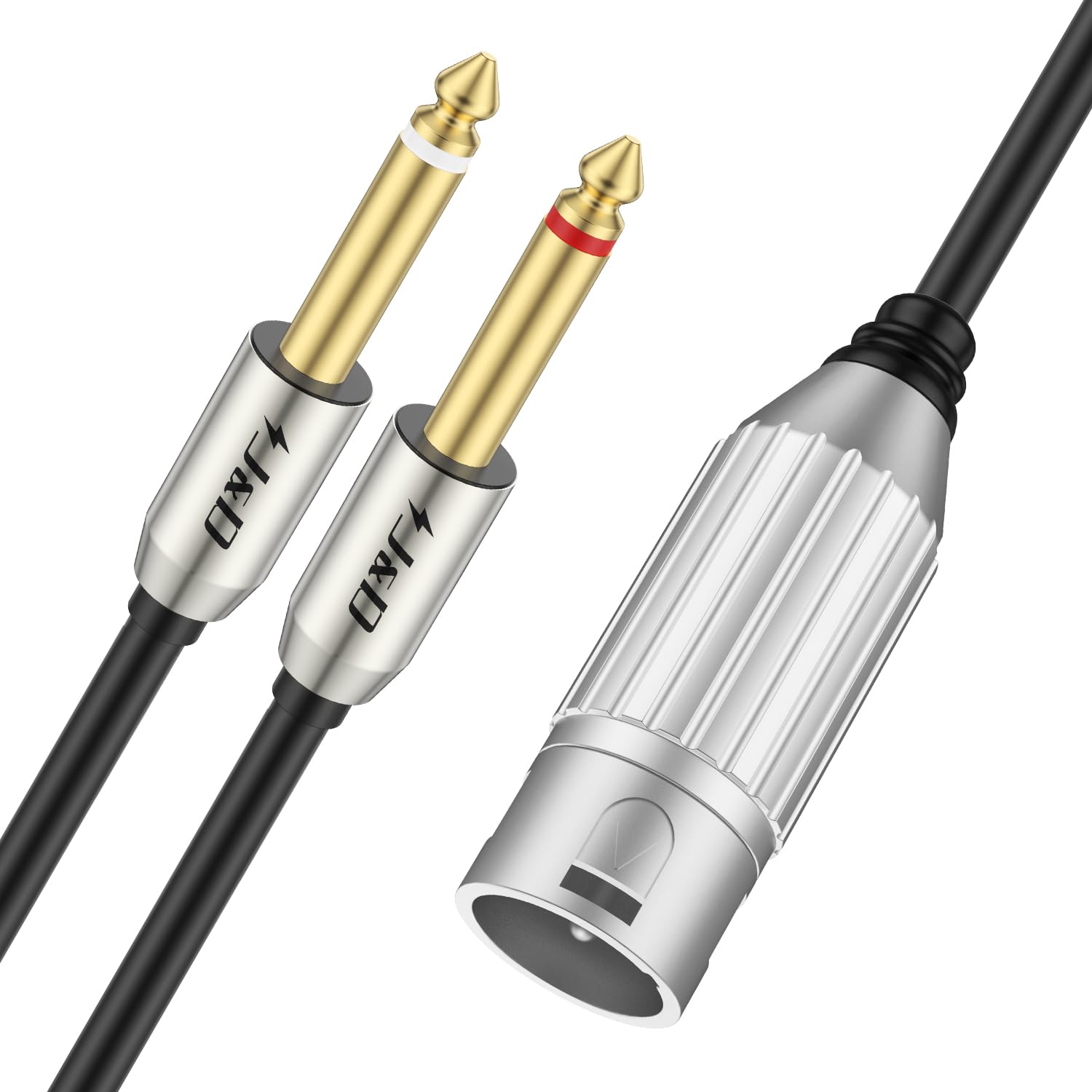 J&D Dual 1/4" to XLR, XLR Male to Dual 6.35mm TS Mono Plug Microphone Cables, Gold-Plated Connector Stereo Microphone Audio Converter Cables and 1/4 Y Splitter Cable, 3.3 ft