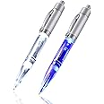 Penyeah Pen Light - LED Pen with Light, Light Up Penlight for Night Writing Ballpoint Pen for Night Writer - Useful Extend Replacement Accessorries Included-2 PK -(1White+1Blue)