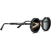 JOLLYNOVA Adjustable Tint Sunglasses, 1-9 Gears Nightshift Glasses Retro Round Polarized Dimming Glasses ND Filter Lenses