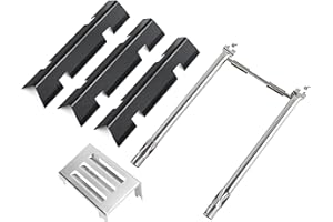 PETKAO Grill Parts for Weber Spirit 2 Parts GS4 Spirit II 200 SER, Replacement Parts for Weber 7635 67045 69796 Flavorizer Bars, 69785 67024 Burner Tube, 69899 67278 Crossover Tube & 67060 Heat Deflector