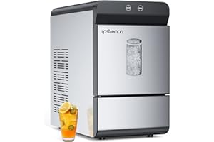 Upstreman X90 Nugget Ice Maker Countertop, Self-Cleaning Pebble Ice Maker Machine, Max 33Lbs/Day, 2 Ways Water Refill, Stainless Steel Housing, Fit Under Wall Cabinet for Home, Office, Bar, RV