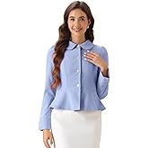 Allegra K Peplum Blazer for Women's Peter Pan Collar Ruffle Hem Elegant Office Work Blazers