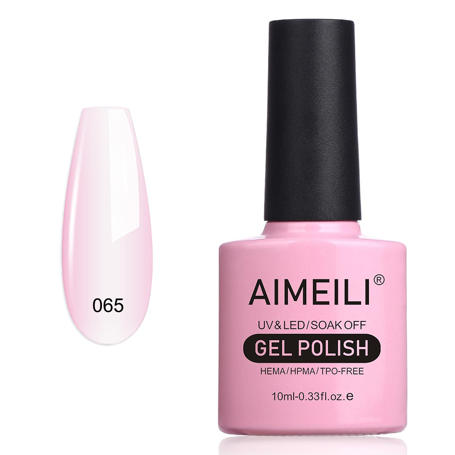 Photo 1 of AIMEILI Soak Off U V LED Translucent Sheer Pink Gel Nail Polish, Hema Free, Cruelty Free, Vegan Nail Art - Clear Pink Nude (065) 10ml
