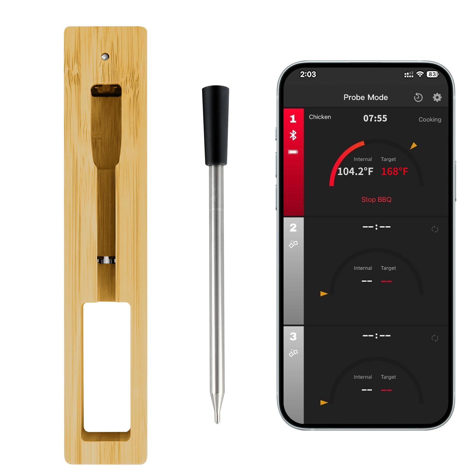 Photo 1 of Wireless Meat Thermometer Digital for Adults Cooking, IP67 Waterproof Extra Long Range Bluetooth Instant Read Smart Meat Probe for Oven Grill Smoker BBQ Air Fryer Rotisserie Gifts for Men Dad Mom Chef