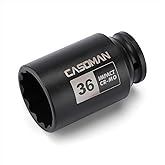 CASOMAN 1/2" Drive x 36 mm Deep 12 PT Impact Socket, CR-MO, 1/2-inch Drive 12 Point Axle Nut Socket for Easy Removal of Axle 