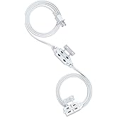 DEWENWILS 2 Prong Extension Cord 6 Ft, 3FT + 3FT Indoor Extension Cord, 2 Groups 3 Polarized Outlets with Safety Cap Protect 