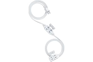 DEWENWILS 2 Prong Extension Cord 6 Ft, 3FT + 3FT Indoor Extension Cord, 2 Groups 3 Polarized Outlets with Safety Cap Protect for Home Office, White, 16/2 SPT-2 ETL Listed, 1 Pack for Christmas