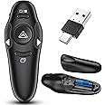 2-in-1 USB Type C Presentation Clicker Wireless Presenter Remote with Laser Pointer, RF 2.4GHz USB C PowerPoint Clicker Slide Advancer for Computer/Mac/Laptop