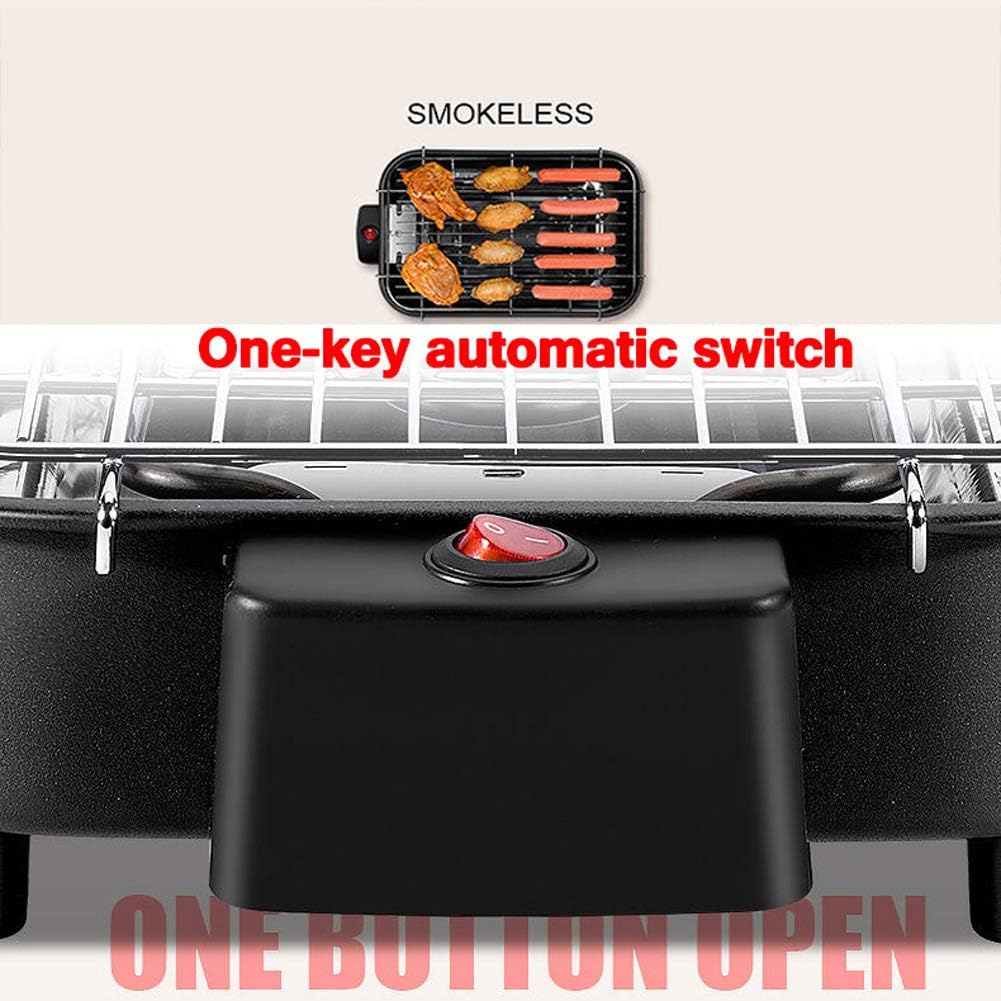 review Portable Non-Stick BBQ Grill, Smokeless Electric Grill Indoor Electric Non-Stick Teppanyaki Table Grill, Thermostatic with Indicator Light, Grease Drip Tray, Stainless Steel Grill, 1300W