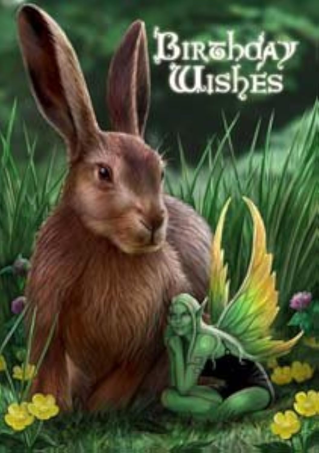 Anne Stokes | Hare Birthday Card | Hare and Sprite