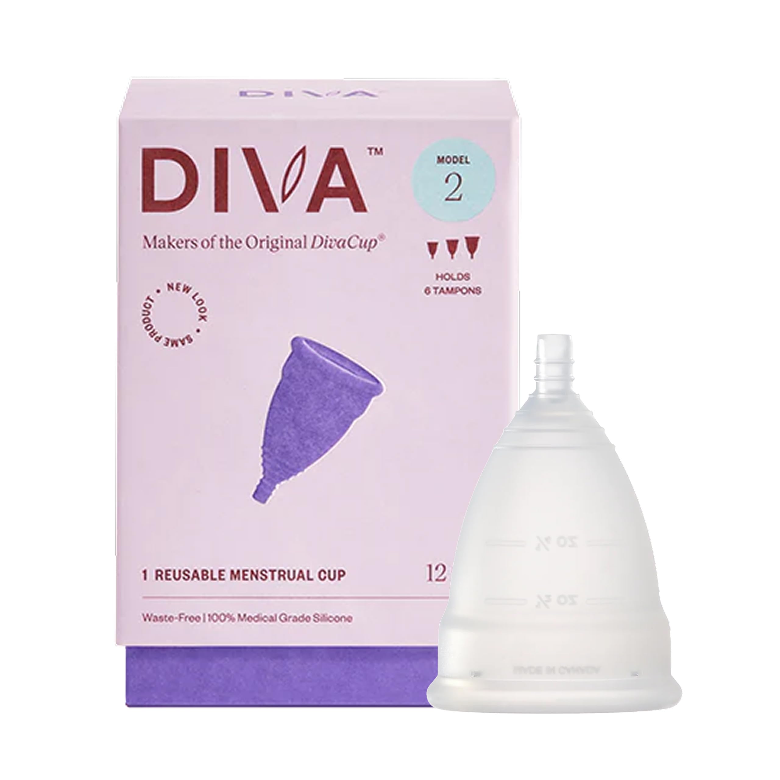DivaCup Menstrual Cups Model 2 - 100% Medical-Grade Silicone, BPA- And Dye-Free, Soft, Comfortable Cup With Storage Bag And User Guide. Only Period Cup Approved As Medical Device In Multiple Countries