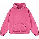 Adenorah Mens Oversized Hoodies Pullover Women Fall Acid Wash Plain Preppy Hoodie Streetwear Cotton Vintage Hooded Sweatshirt