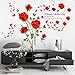 decalmile Red Rose Removable Wall Stickers Removable Flower Wall Decals Bedroom Living Room Wall Art Decor