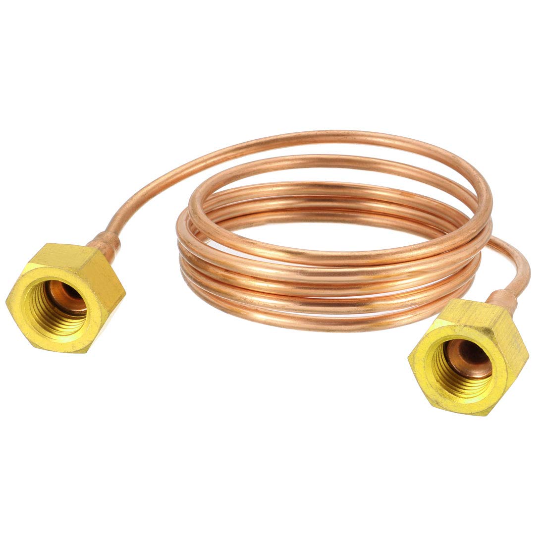 sourcing map Refrigeration Tubing, 1/8" OD x 3.3Ft Length Copper Tubing Soft Coil with Metal Brass Tube Fitting