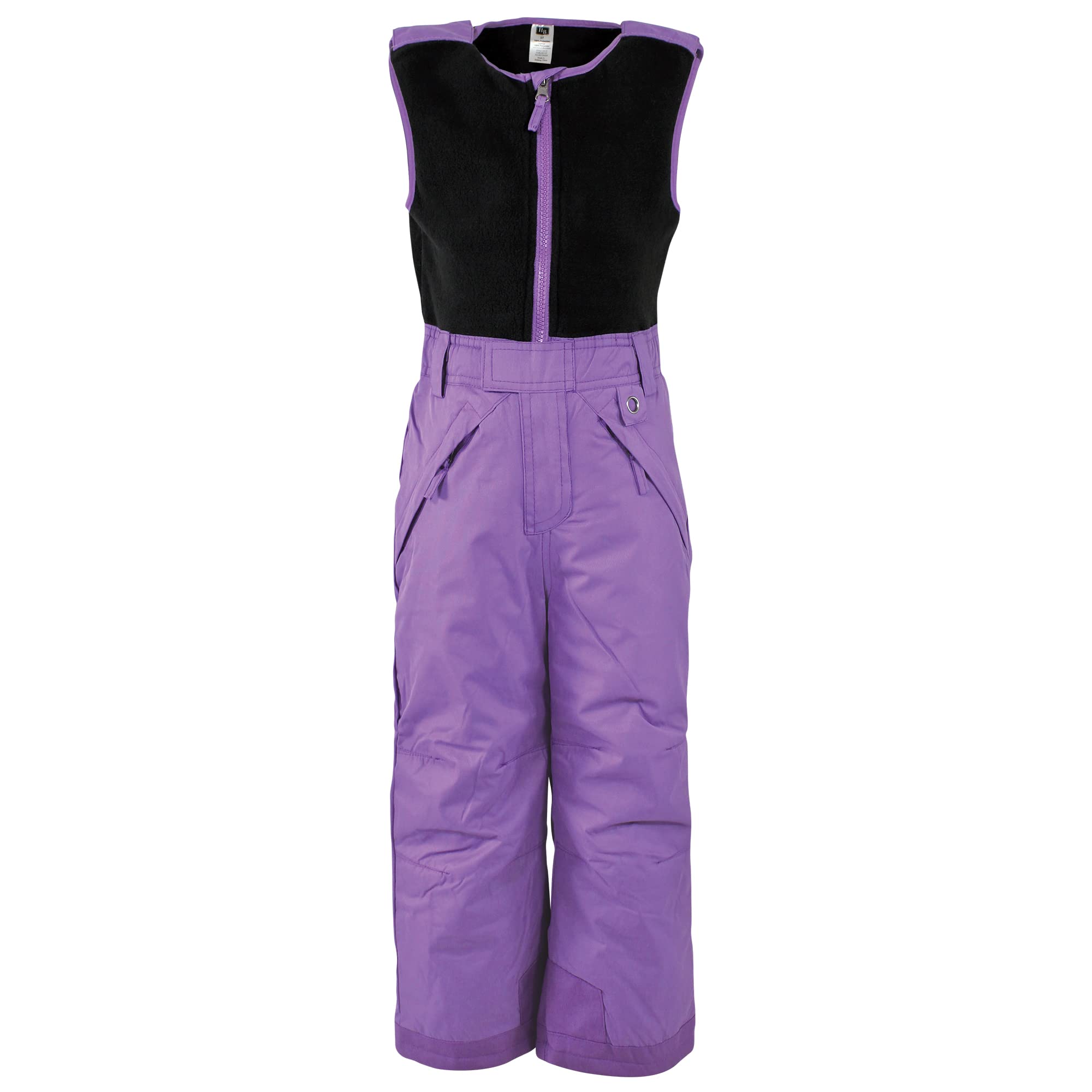 Hudson Baby Unisex Snow Bib Overalls with Fleece Top, Purple, Small