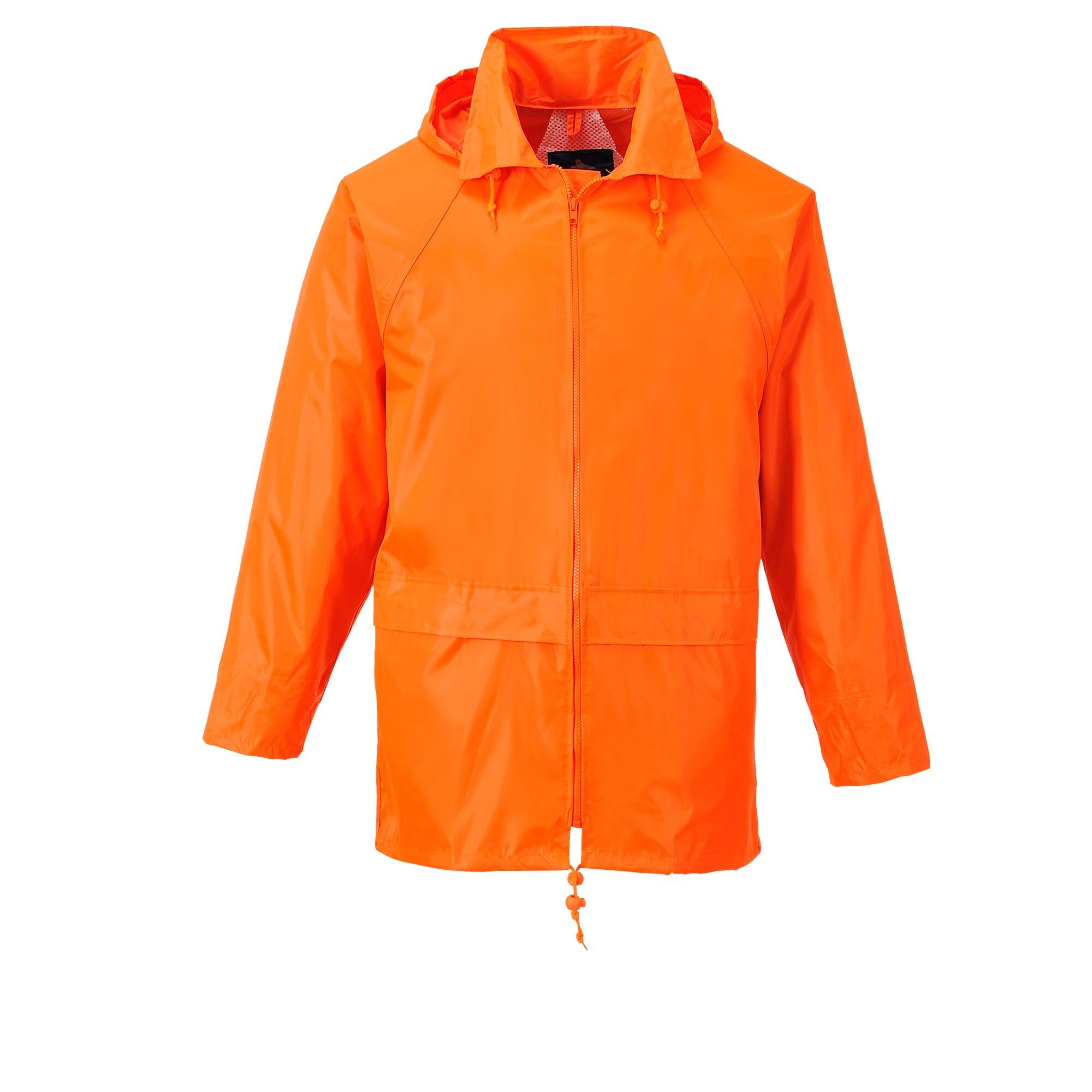 Portwest S440 Men's Classic Waterproof Rain Jacket with Packaway Hood - Lightweight Breathable Outdoor CE Certified Raincoat, Orange, L
