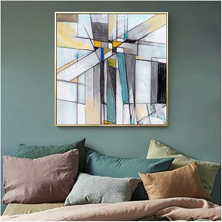 Nieshuijing Druck Auf Leinwand Moderne Nordische Abstrakte Poster Und Drucke Bunte Linien Quadratische Leinwand Malerei Bilder Wohnzimmer Wohnkultur 60 X 60 Cm 23 6 Zoll X 23 6 Zoll Kein Rahmen Amazon De Kuche Haushalt