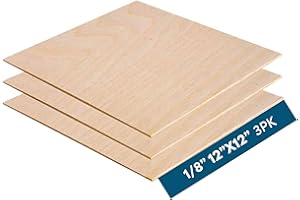 ANDERSON PLYWOOD 3MM 1/8" x 12" x 12" Baltic Birch Plywood - B/BB Grade (3pk) Arts & Crafts, School & DIY, Painting, Wood Engraving, Wood Burning & Laser Projects