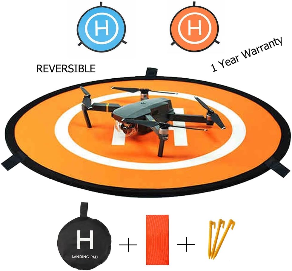 RC Drone Landing Pad 30"/75cm Impact Protection Waterproof/Dirtproof Fast-Fold Portable Reversible Collapsible Helipad Launch Pad Drone Launch Mat for DJI Spark Mavic Pro Phantom 2/3/4/4 Pro Inspire 1 and Other Drones 1 Year Warranty