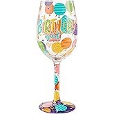 Enesco Designs by Lolita Birthday Girl Hand-Painted Artisan Wine Glass, 15 Ounce, Multicolor