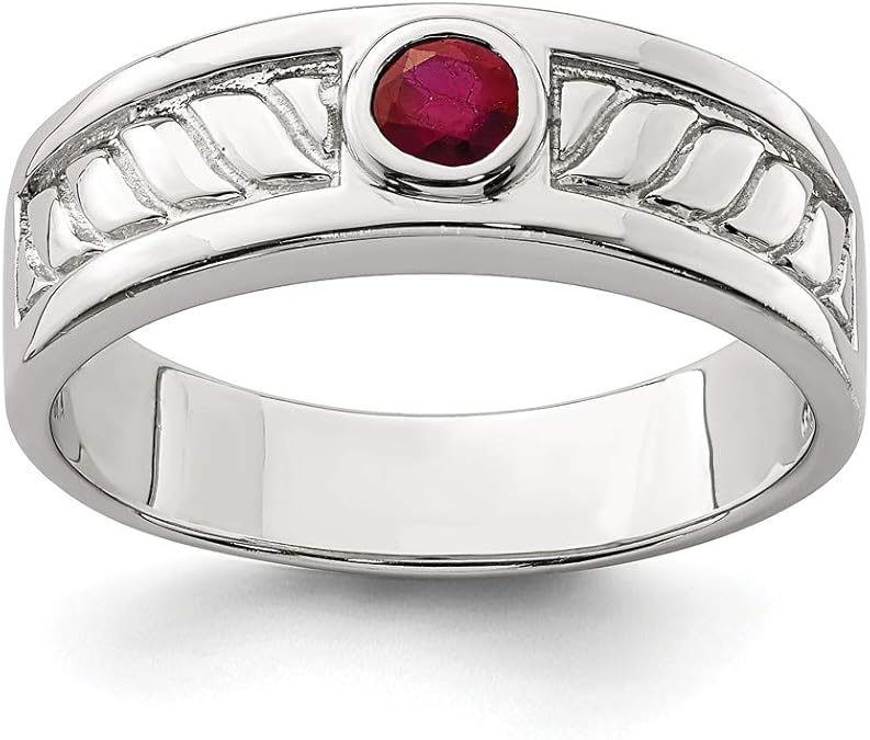 Solid 925 Sterling Silver Men's Ruby Ring Band: Amazon.co.uk: Jewellery