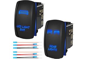 Joinfworld LED Light Bar Rocker Switch and Rear Light Toggle Switch ON/Off Laser Waterproof Marine Rocker Switch 12V 5 Pin To