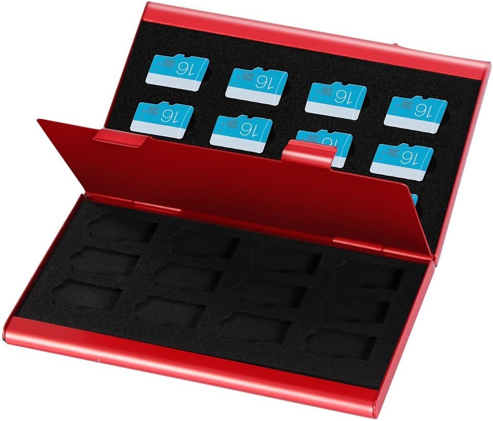zjchao Aluminium Memory Card Case for Storing and Organising and TF Card 9 x 6 x 1. 3 cm, red, QL-24PTFRE