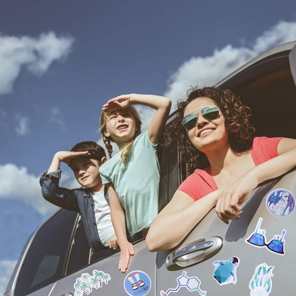 VSCO Stickers for Water Bottle, 50 PCS Cute Aesthetic Trendy Waterproof Vinyl Sticker for Laptop, Phone, Luggage, Skateboard, Guitar, Graffiti Decal (Blue)