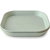 mushie Square Dinnerware Plates for Kids | Made in Denmark, Set of 2 (Sage)