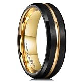 King Will Tungsten Carbide Wedding Band for Men Size 4-16 | 6/8/10mm Width, Multicolor Available with Grooved Center, Wedding Ring Suitable for Work, Gym Comfort Fit Size 4-16