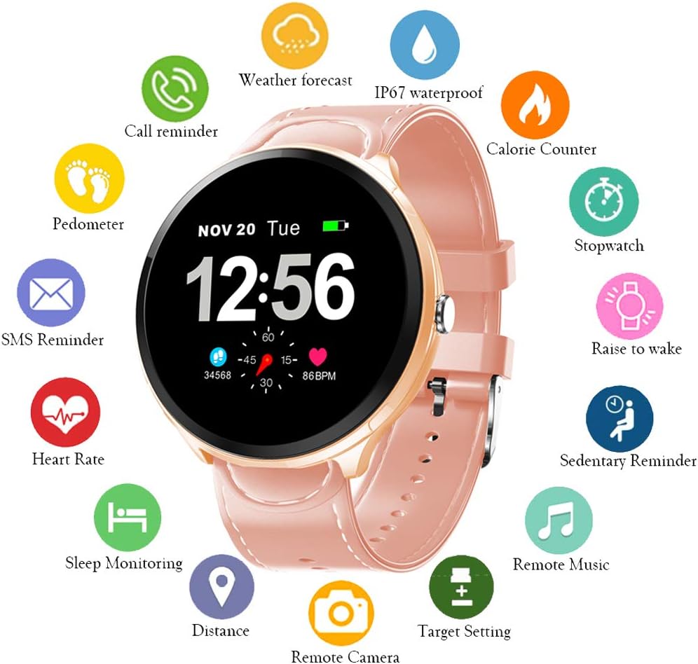UWINMO Smart Watch Fitness Tracker with Heart Rate Monitor and Blood Pressure Monitor for Android & iOS Waterproof Activity Tracker with Calorie Counter & Pedometer Smart Watch for Women Men