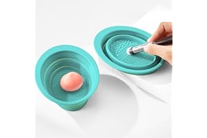 MR LION Makeup Brush Cleaning Mat, Silicone Makeup Brush Scrubber, Cosmetic Brush Cleaner, Brush Cleaning Pad, Foldable Makeup Brush Cleaning Bowl Suitable for Makeup Brush, Makeup Sponge, Powder Puff (Green)