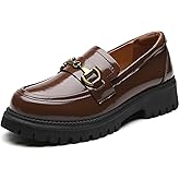 OKJ Loafers for Women Chunky Women's Loafers & Slip-ons Fashion Penny Comfort Business Casual Shoes Dressy Office Work Slip on Black Platform Loafers for Womens