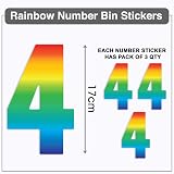 Sara Prints Pack of 3 Wheelie Bin Stickers 17 cm Rainbow Numbers 4 view 3