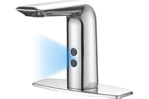 Bathfinesse Touchless Bathroom Sink Faucet Hands-Free, Battery or Plug-in Powered, Commercial Auto Motion Sensor Faucet, AC/D