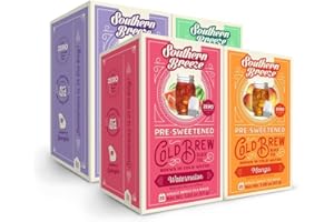 Southern Breeze Cold Brew Sweet Tea Variety Pack Iced Tea with Black Tea and Zero Carbs Zero Sugar, 20 Individually Wrapped Tea Bags, Pack of 4 Blackberry, Mango, Mint and Watermelon