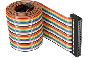 DMiotech 1 Pack 40 Pins IDC Flat Ribbon Cable 118cm Length 2.54mm Pitch Breadboard Jumper Wires for Electronic Projects Type-