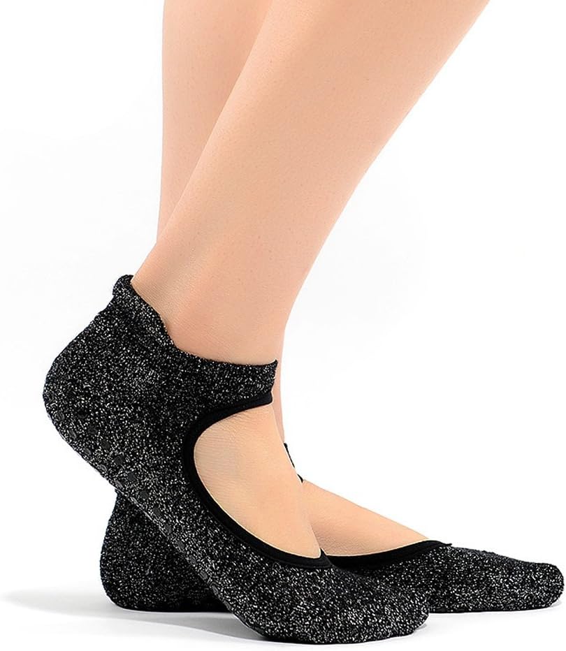 Yoga Socks, Anti-Slip Grips Toeless Low Cut Glitter Yoga Socks