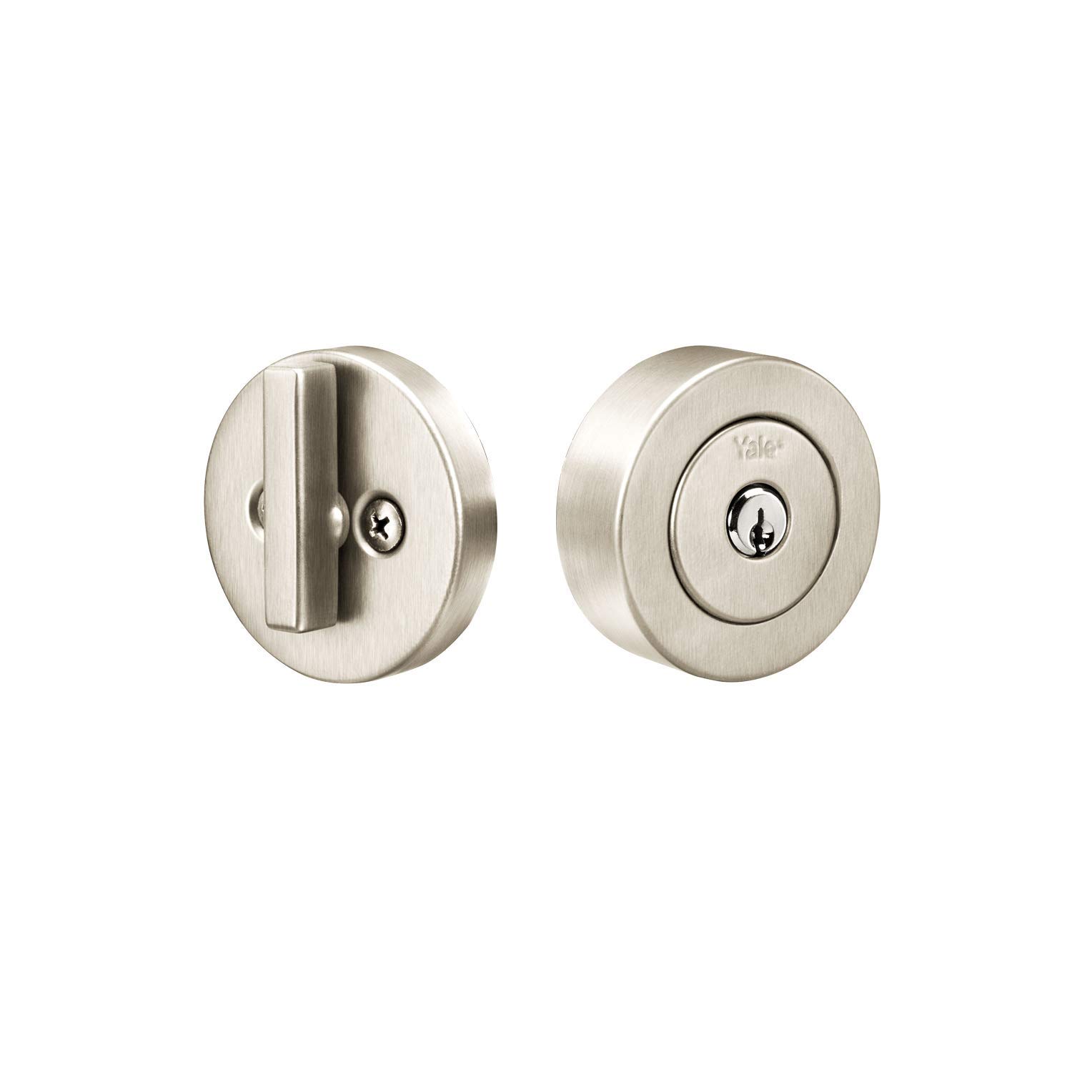 Yale Home 4881N19FR Flat Round Single Cylinder, Satin Nickel Deadbolt