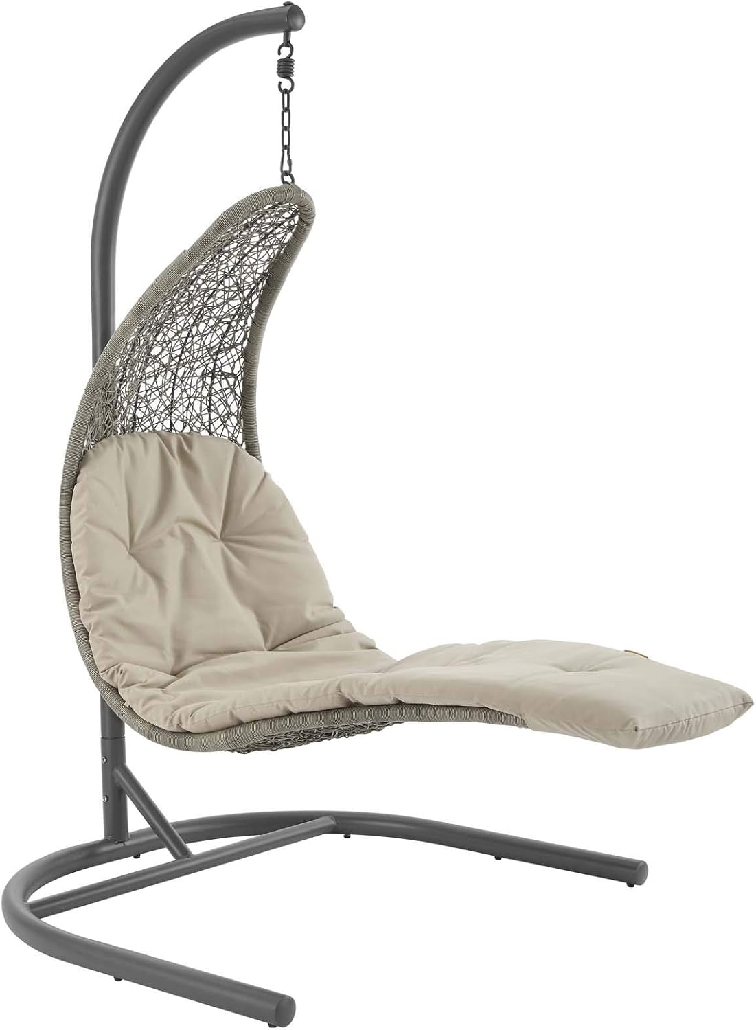 patio chaise lounge on Amazon Com Modway Landscape Wicker Rattan Outdoor Patio Porch Chaise Lounge Hanging Swing Chair Set With Stand In Light Gray Beige Garden Outdoor